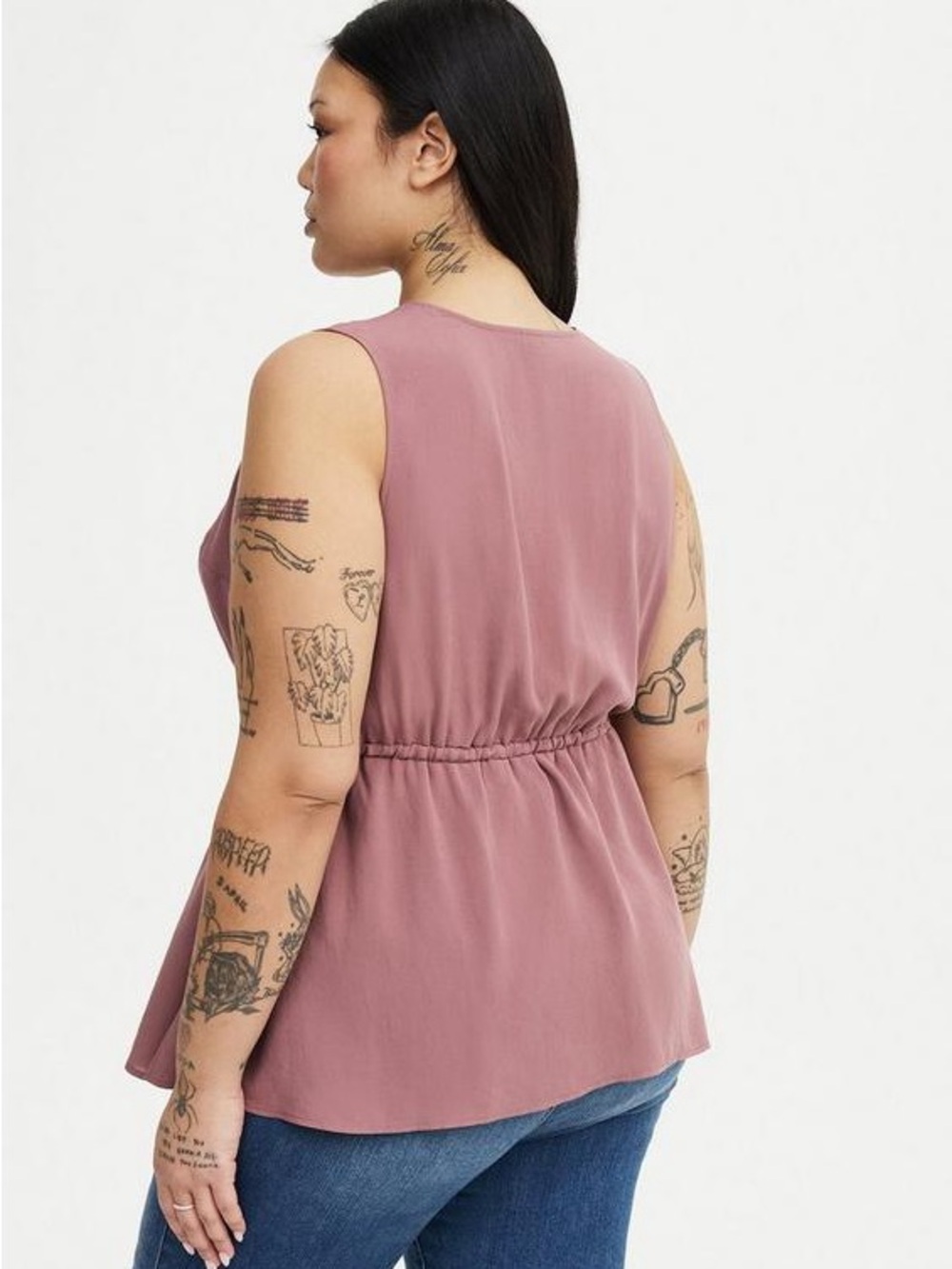 torrid Babydoll Surplice Top in Rose Taupe - Picture 2 of 6
